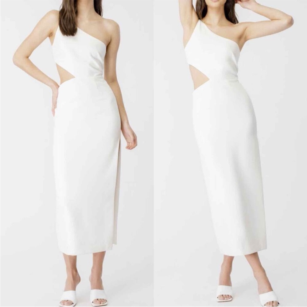 NWT BARDOT Dress White One-Shoulder Cutout Midi